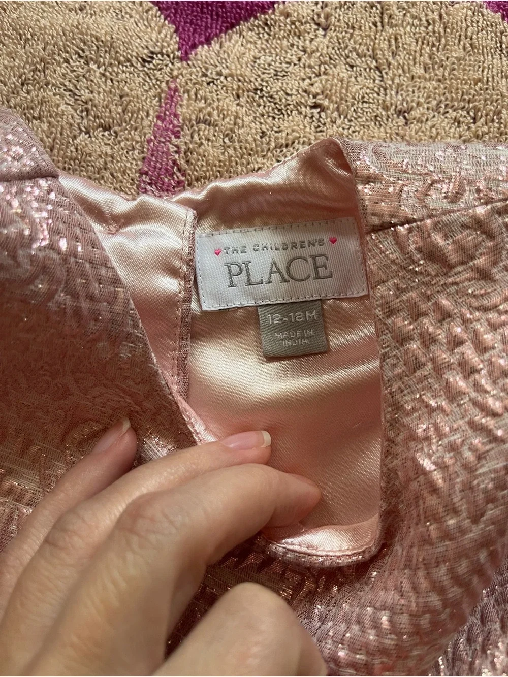 TCP Sleeveless Rose Gold Metallic Woven Jacquard Dress - size 12-18M